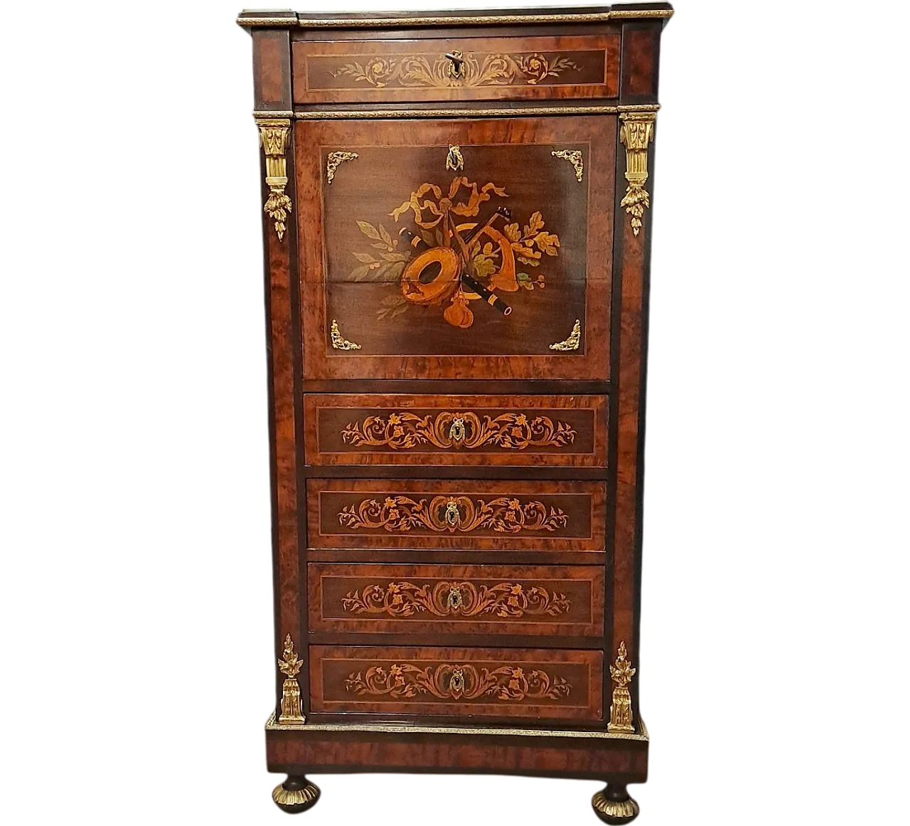 Napoleon III inlaid wood French secretaire, 19th century 11