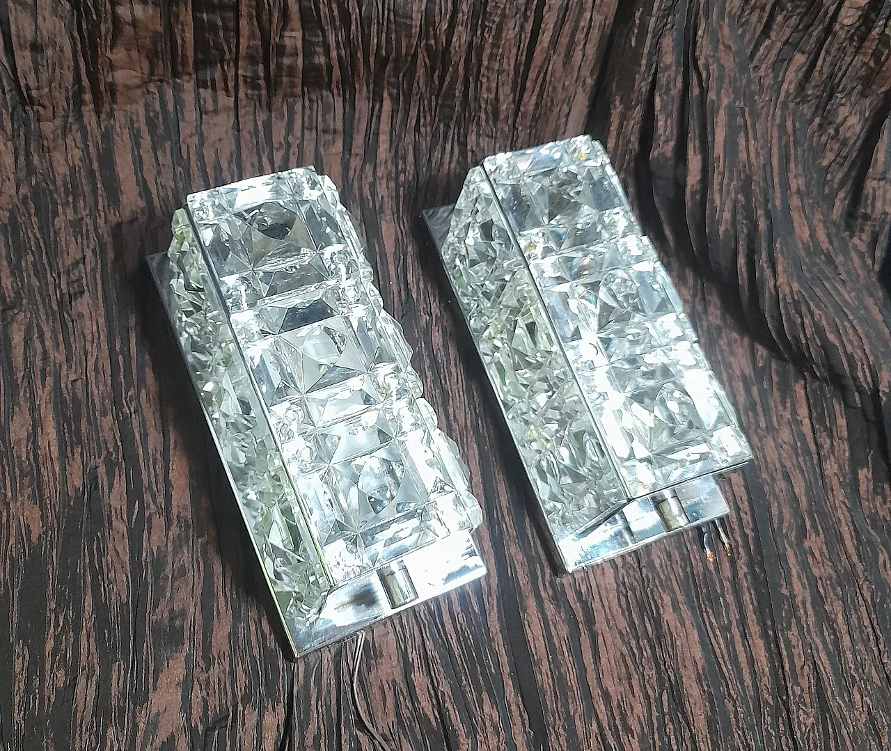 Pair of steel and crystal appliques, 50s 3