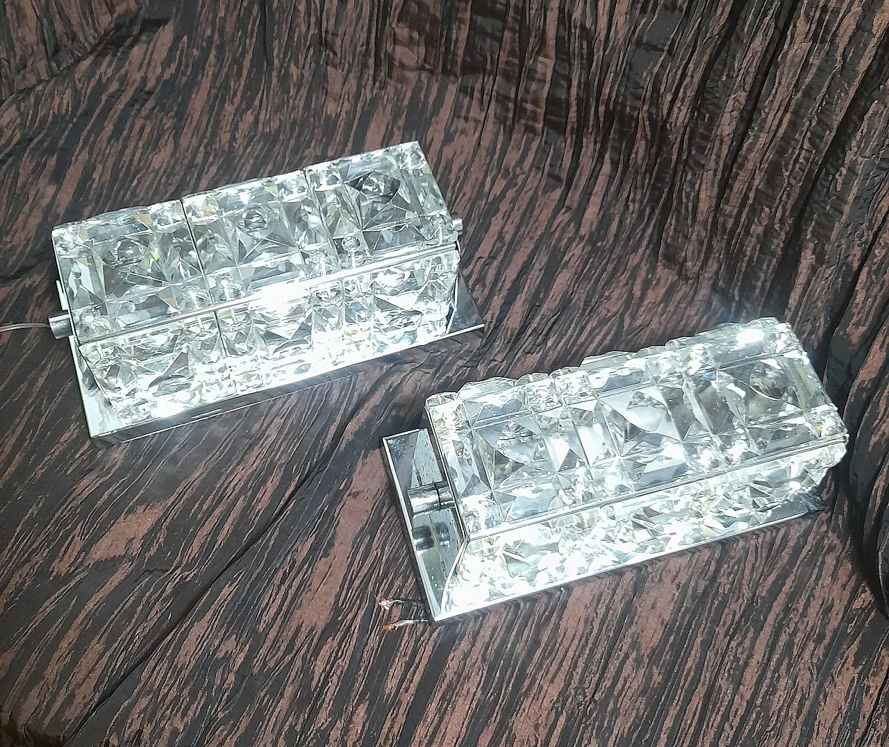 Pair of steel and crystal appliques, 50s 5