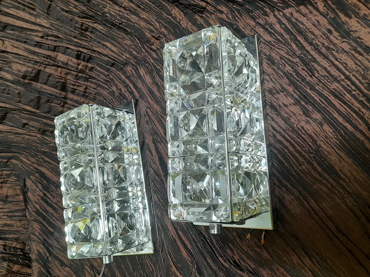 Pair of steel and crystal appliques, 50s 6