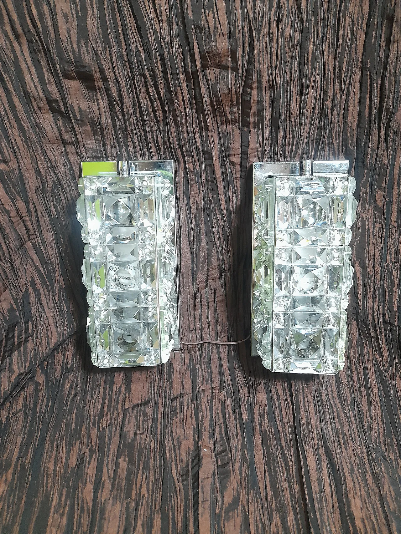 Pair of steel and crystal appliques, 50s 22