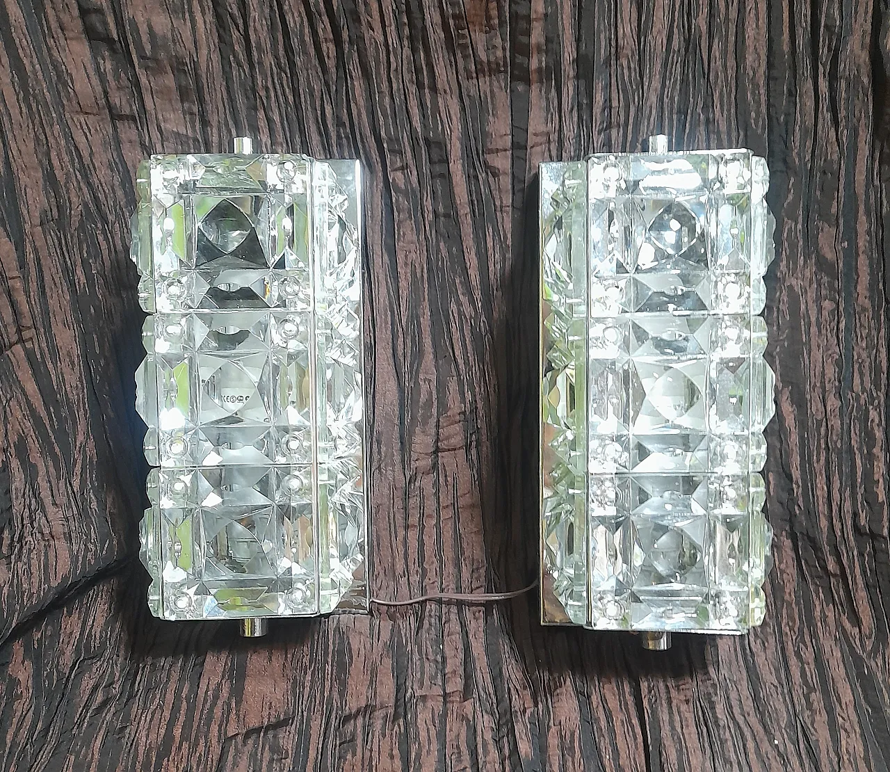 Pair of steel and crystal appliques, 50s 23