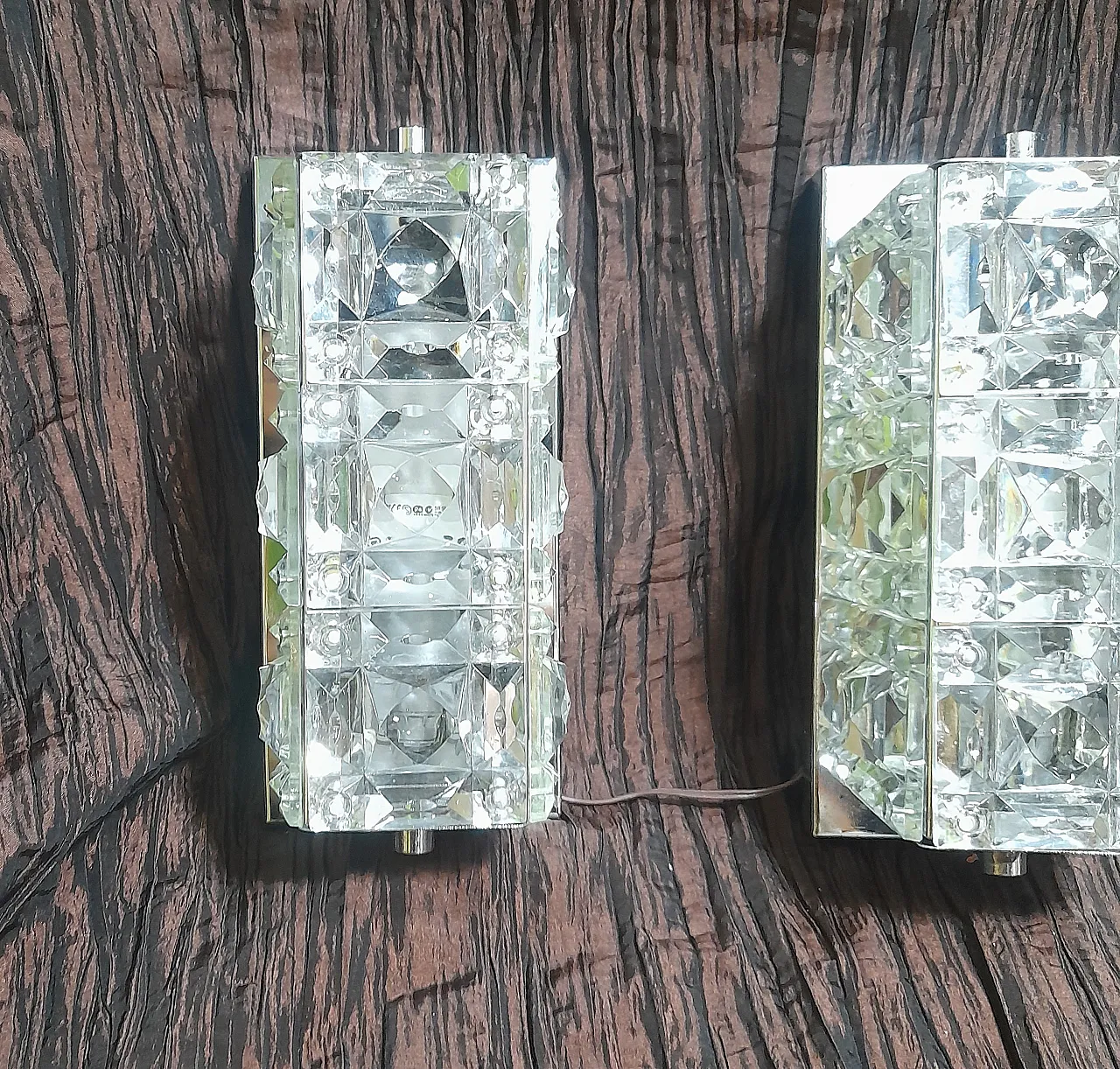 Pair of steel and crystal appliques, 50s 24