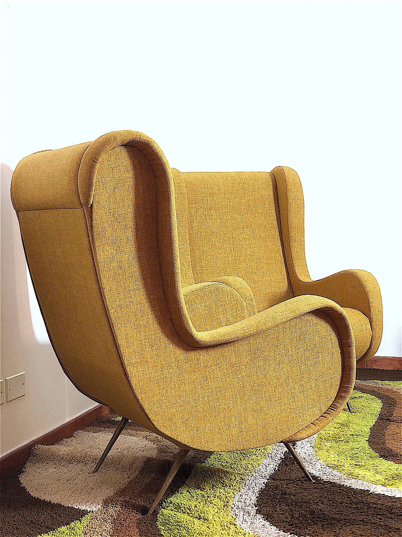 Pair of yellow armchairs in Marco Zanuso style, 50s 3