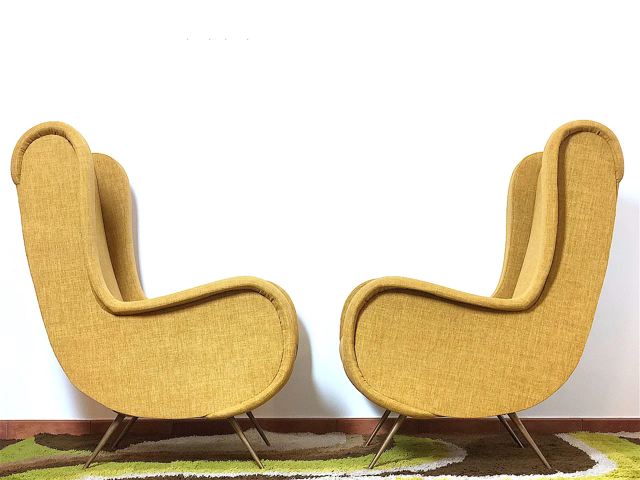 Pair of yellow armchairs in Marco Zanuso style, 50s 12