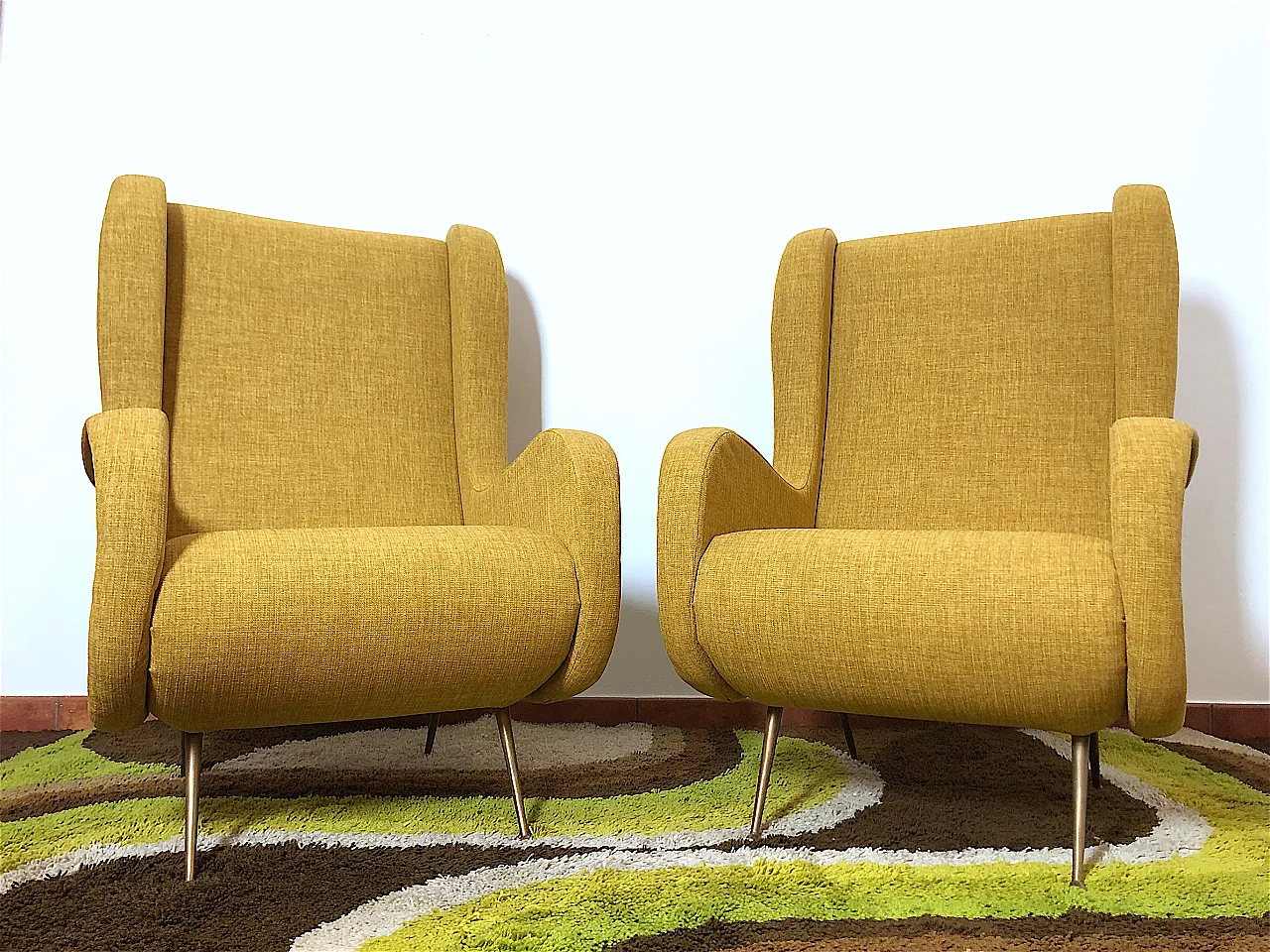 Pair of yellow armchairs in Marco Zanuso style, 50s 15