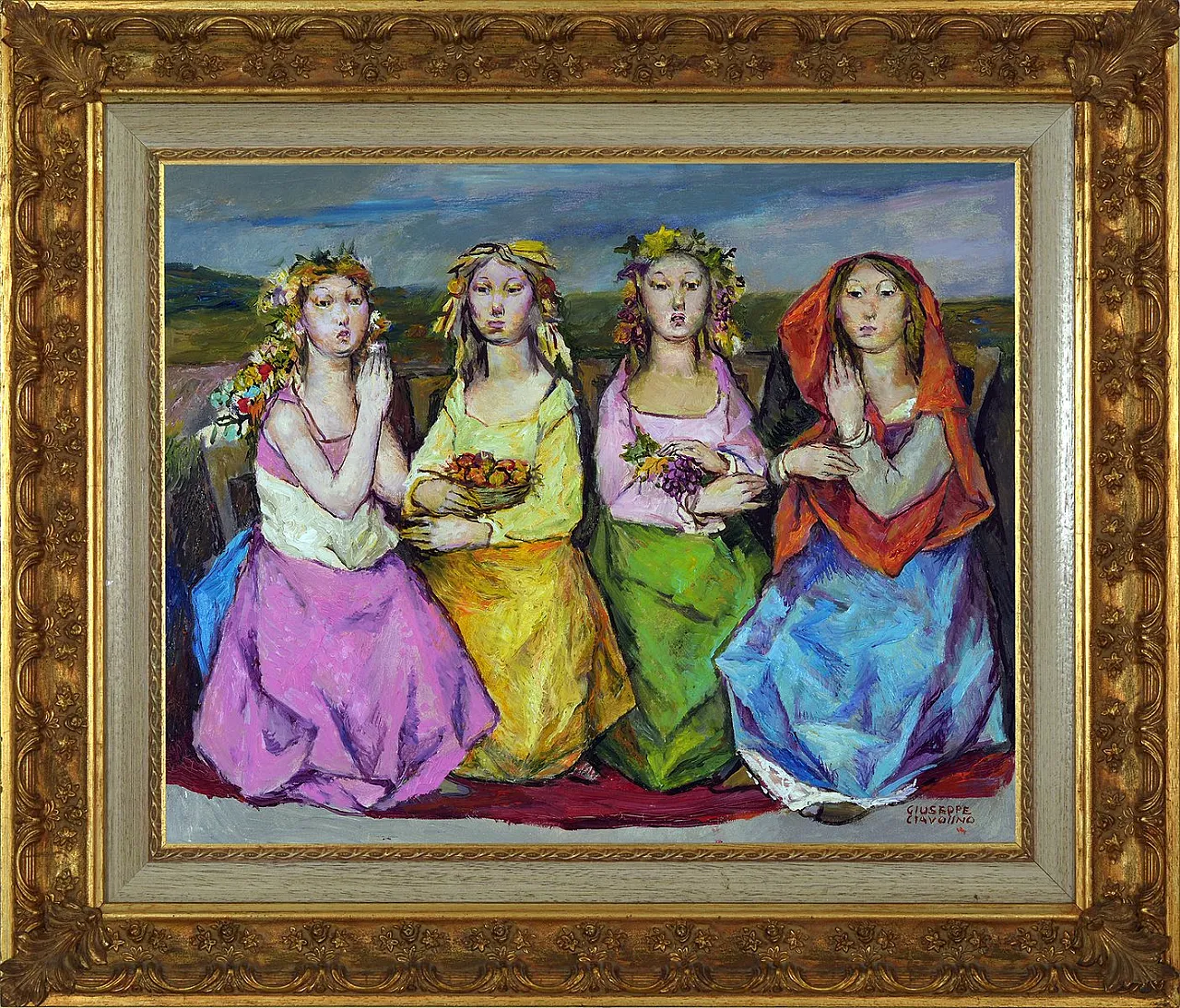 The Four Seasons by Giuseppe Ciavolino, oil on canvas, 1920s 1