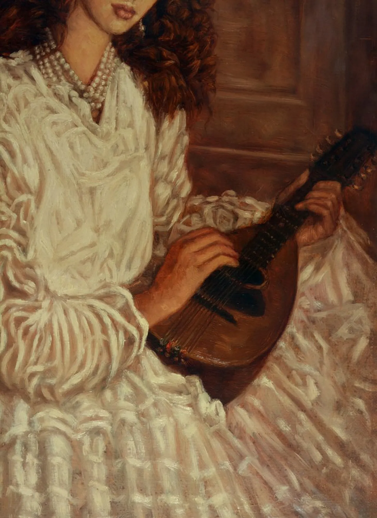 Ritratto con mandolino di Andrea Di Dio, olio su tela, anni '80 3