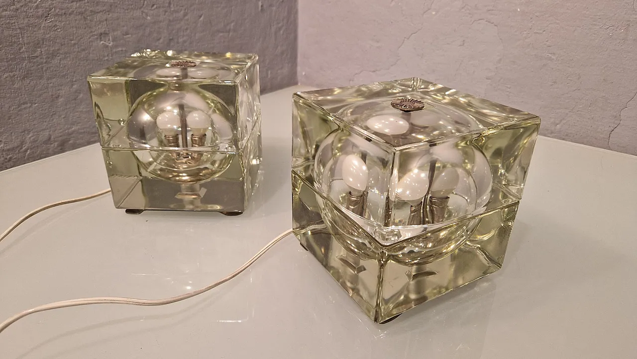 Pair of Cubosfera lamps by Mendini for Fidenza Vetraria, 1960s 2