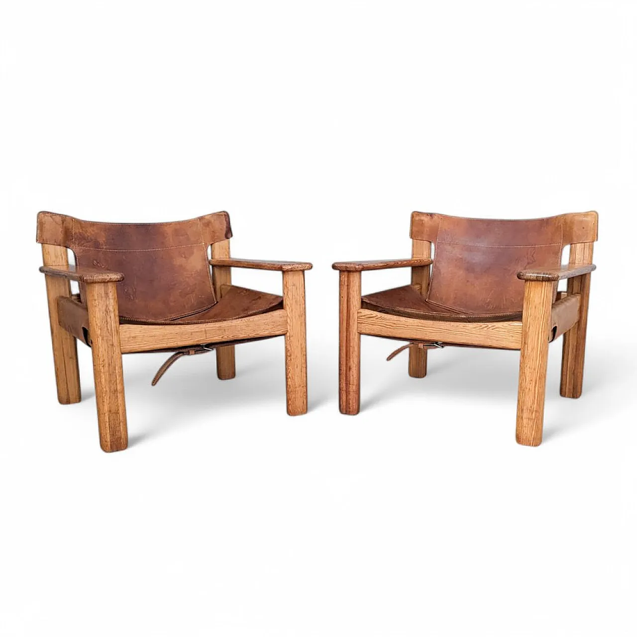 Pair of Natura leather armchairs by Karin Mobring for Ikea, 1970s 1