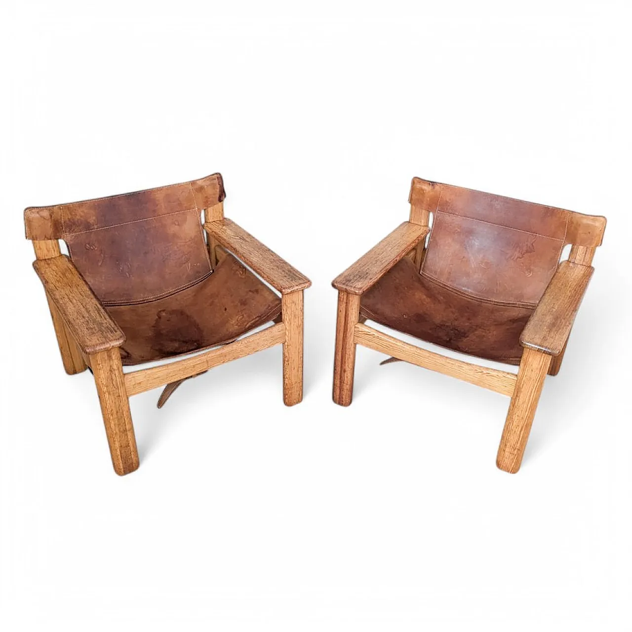 Pair of Natura leather armchairs by Karin Mobring for Ikea, 1970s 3