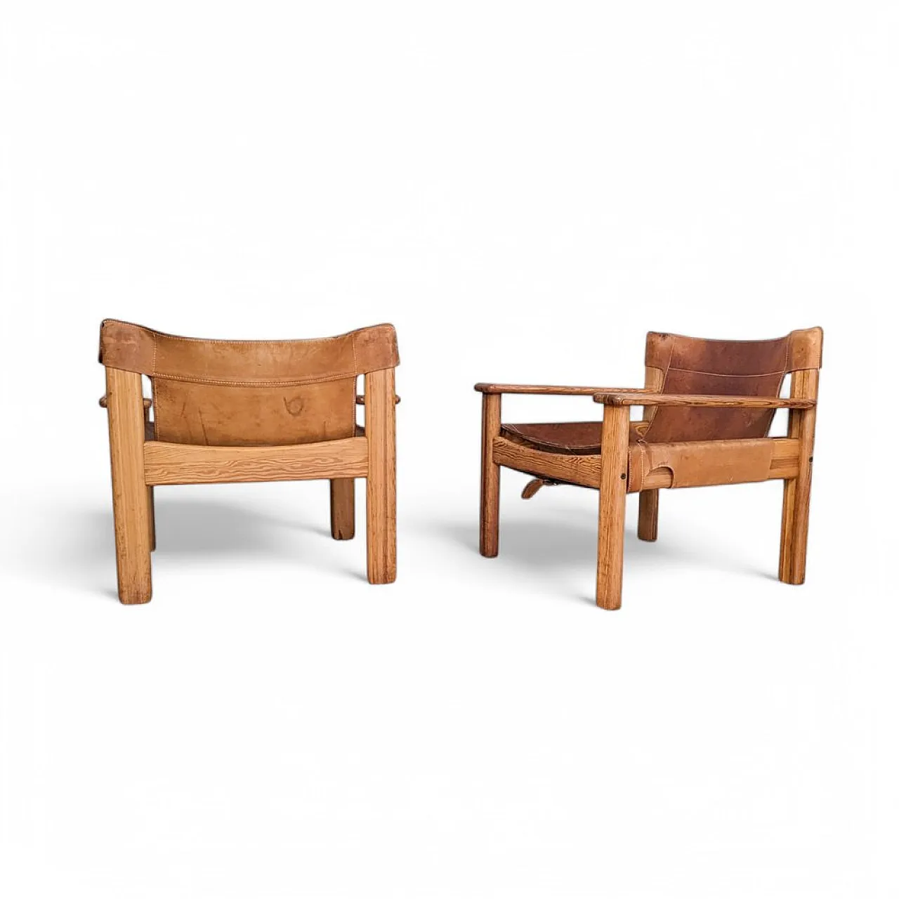 Pair of Natura leather armchairs by Karin Mobring for Ikea, 1970s 4