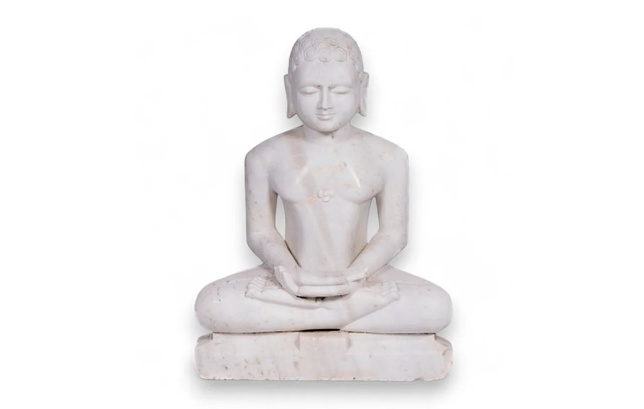 Statua del Buddha seduto in posizione Mudra in marmo, anni 2000 1