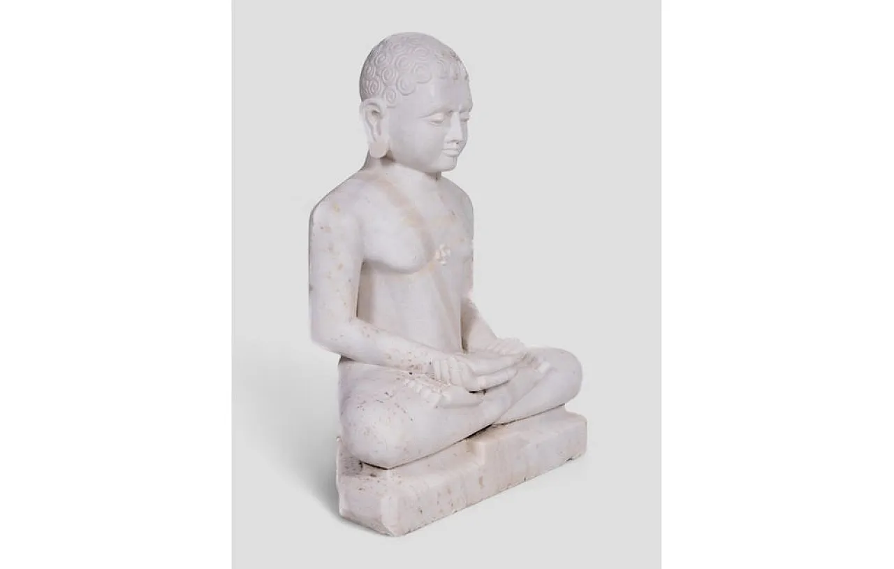 Statua del Buddha seduto in posizione Mudra in marmo, anni 2000 3