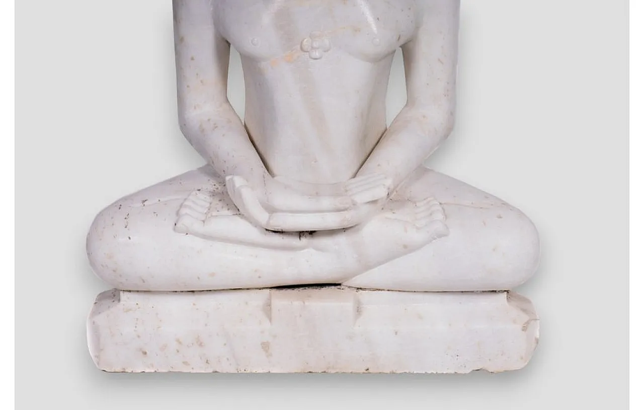 Statua del Buddha seduto in posizione Mudra in marmo, anni 2000 8