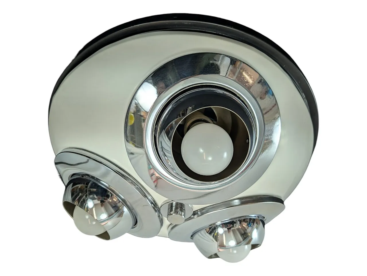 Chromed metal ceiling light with adjustable spots, 1970s 2