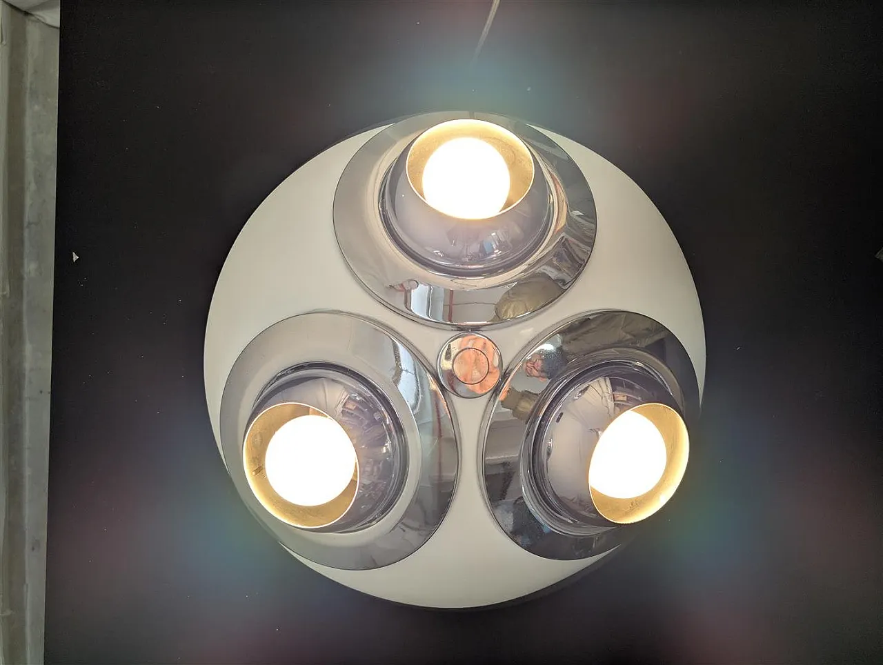 Chromed metal ceiling light with adjustable spots, 1970s 6