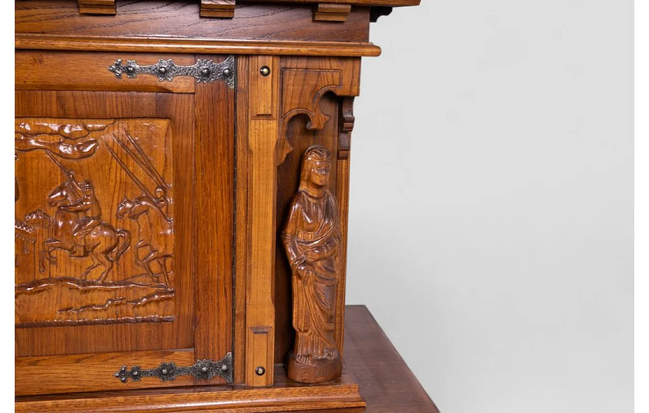 Wooden sideboard with decorative carvings, 1970s 4