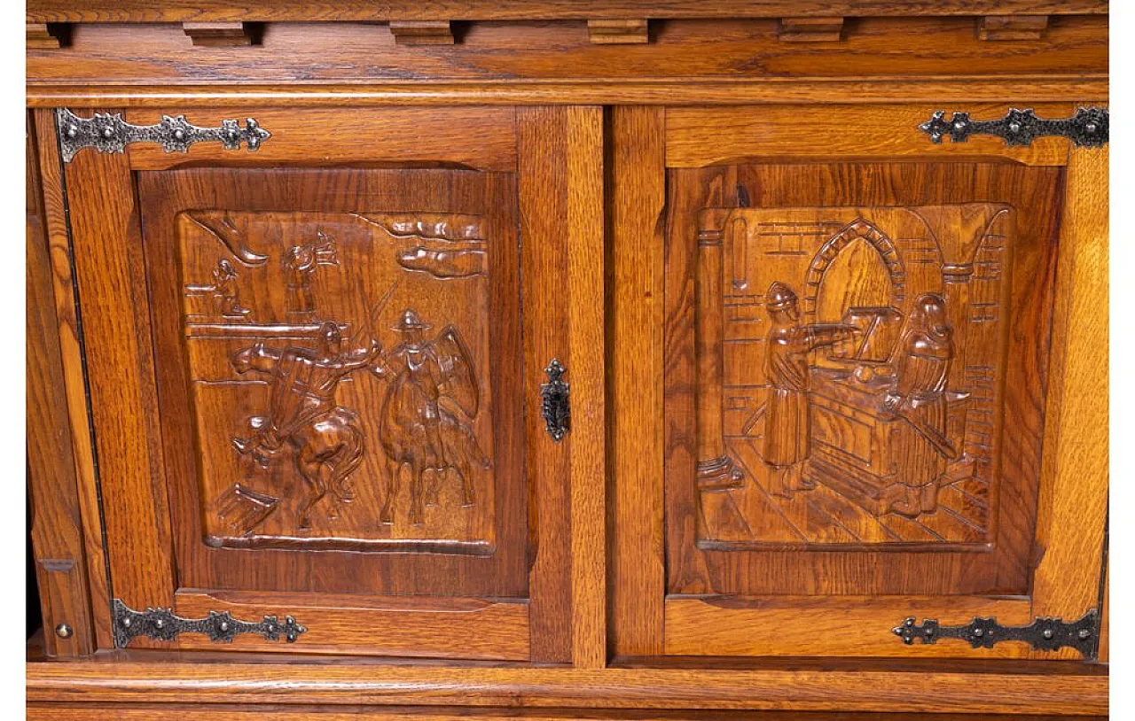 Wooden sideboard with decorative carvings, 1970s 5