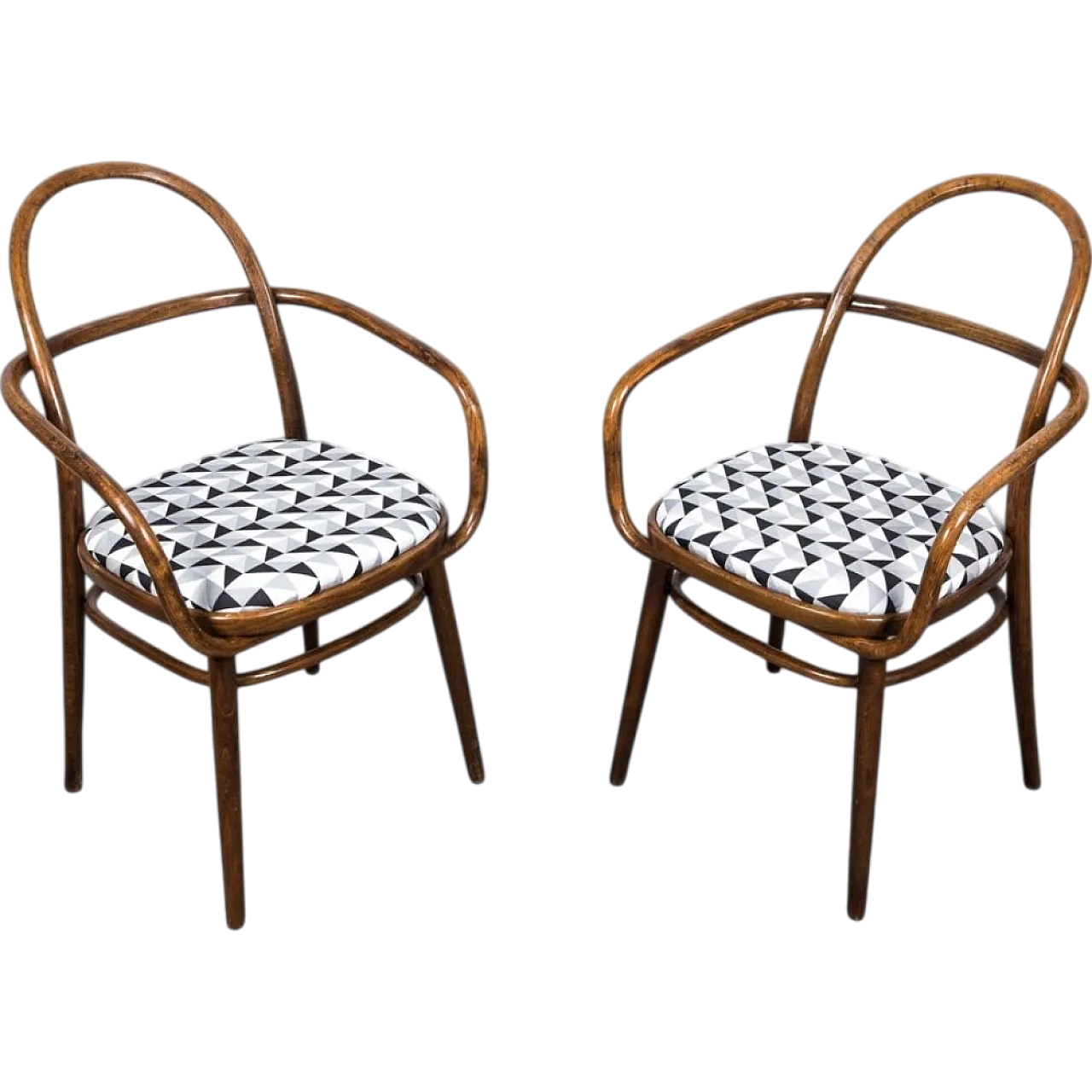 Pair of curved wooden armchairs by Radomír Hofman for TON, 1960s 13