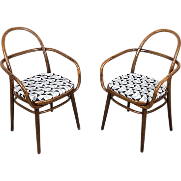 Pair of curved wooden armchairs by Radomír Hofman for TON, 1960s