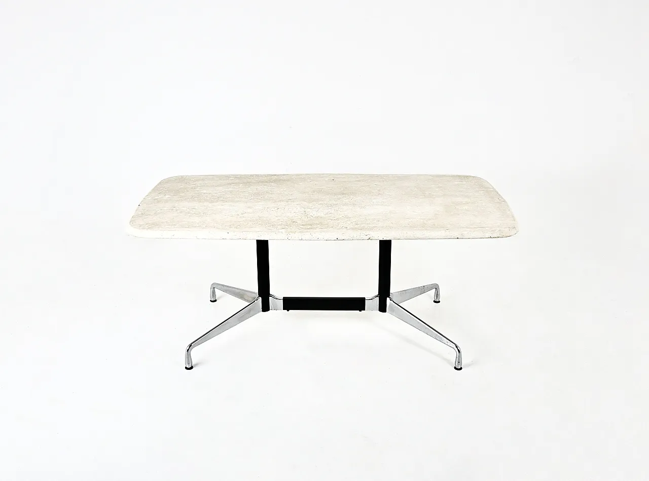 Travertine Dining Table by Charles & Ray Eames for Vitra, 1970s 1