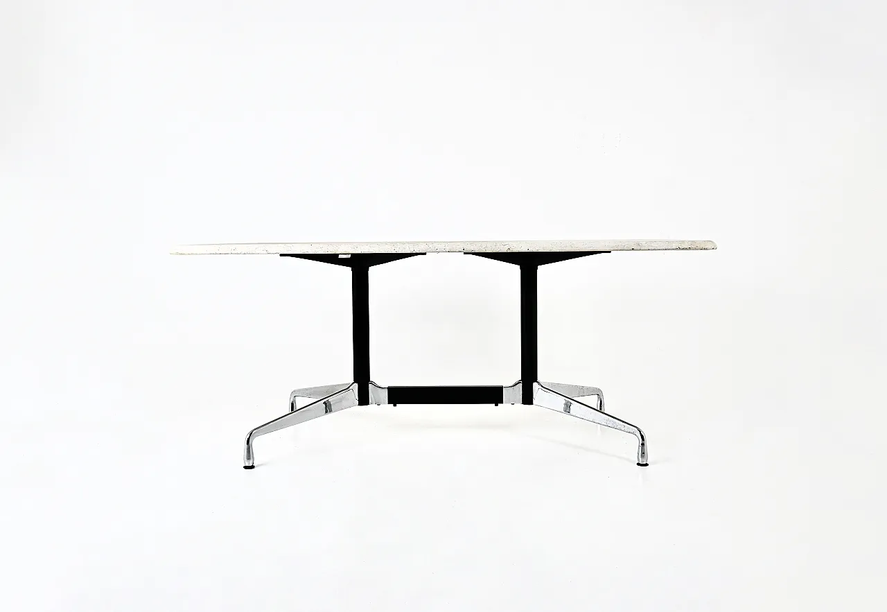 Travertine Dining Table by Charles & Ray Eames for Vitra, 1970s 2