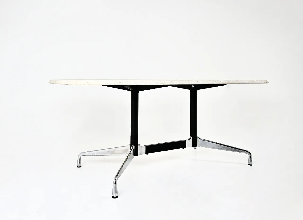 Travertine Dining Table by Charles & Ray Eames for Vitra, 1970s 4