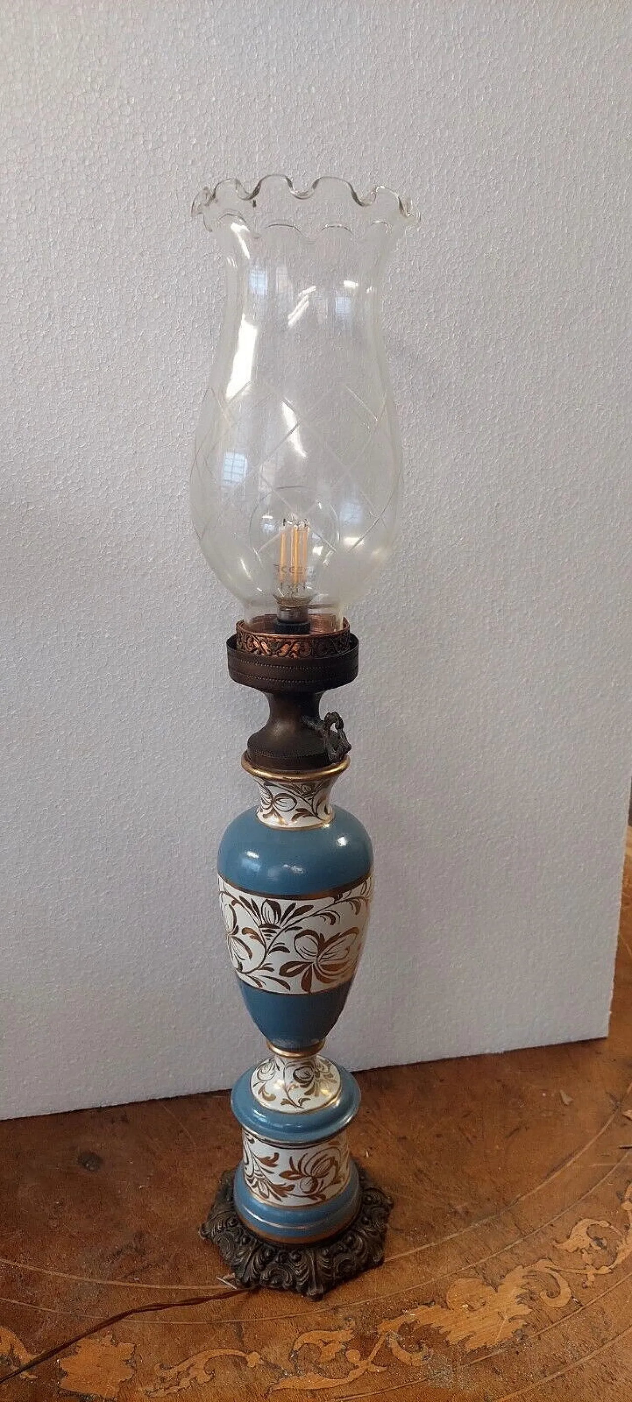 Ceramic, glass and metal lamp, early 20th century 6