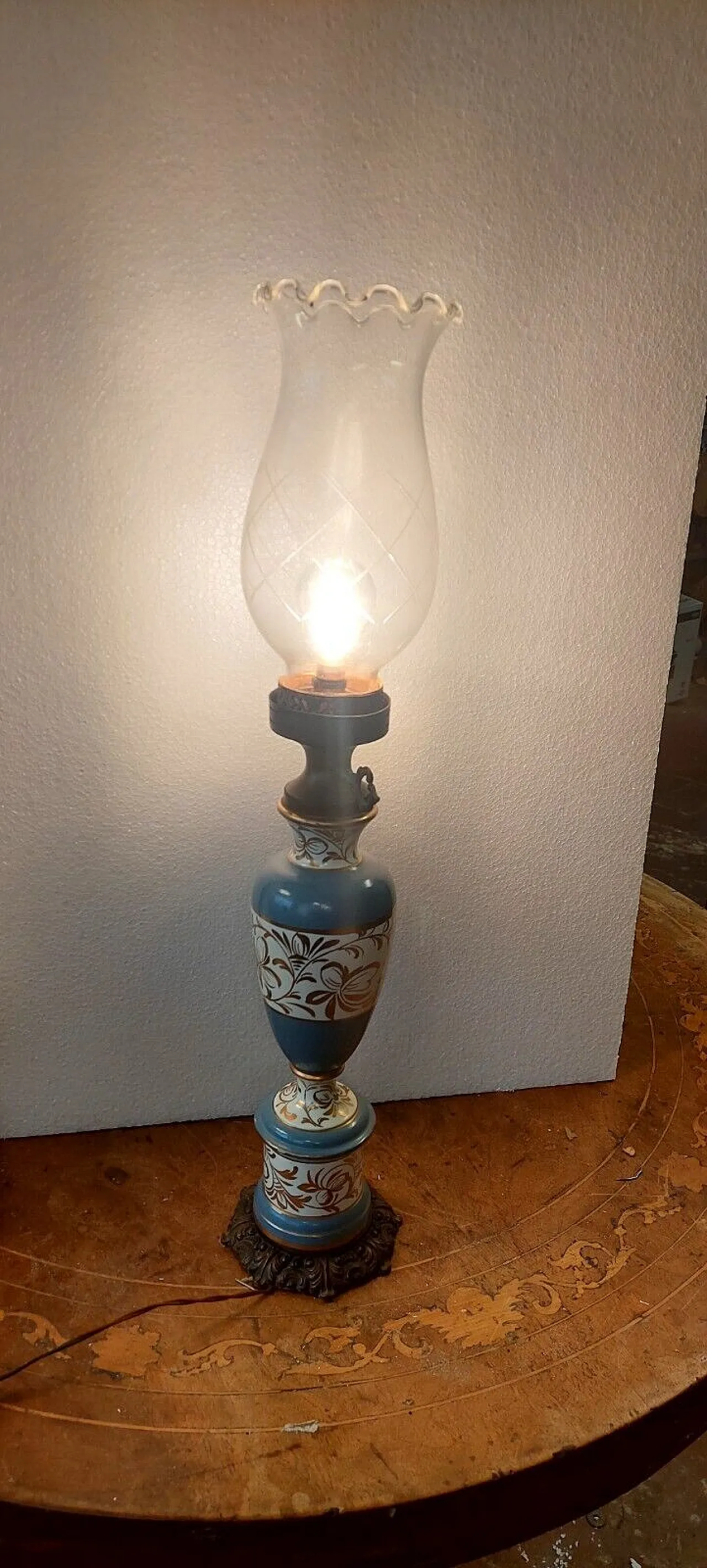 Ceramic, glass and metal lamp, early 20th century 8