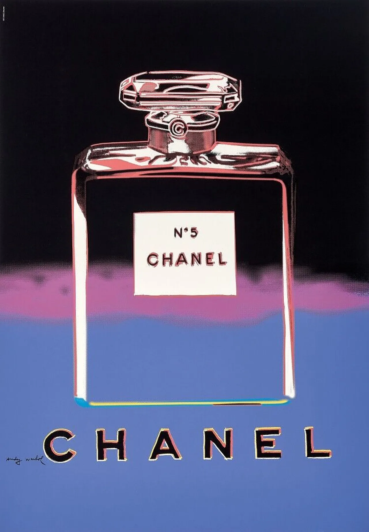 Andy Warhol, 1997 - CHANEL N.5 (Purple-Black) - Silkscreen Print - cm 99 x 69 1