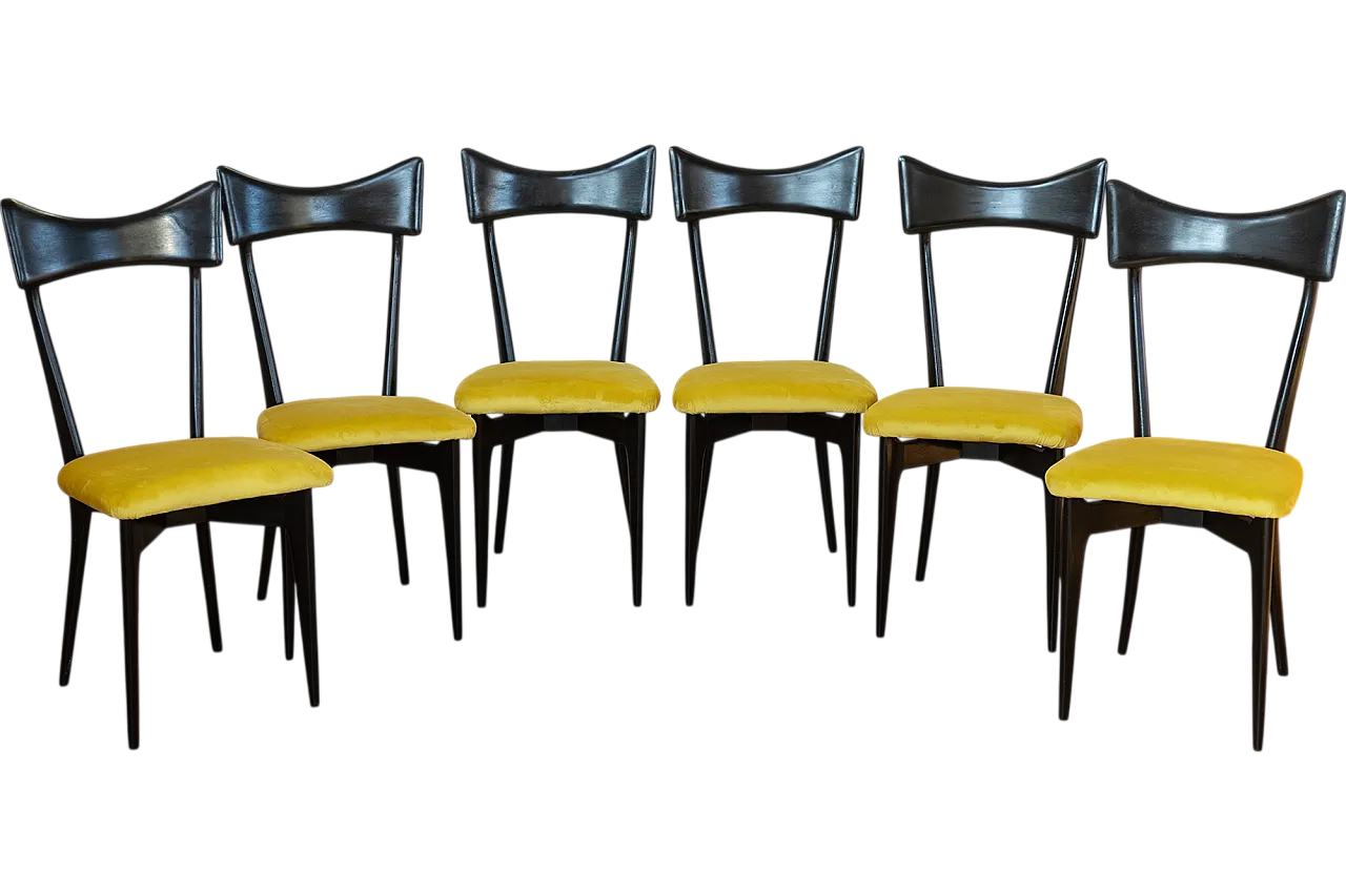 6 restored chairs in ebanized wood by Ico Parisi, 50s 17