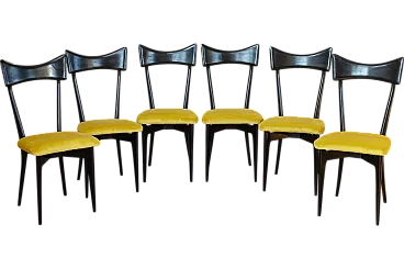 6 restored chairs in ebanized wood by Ico Parisi, 50s