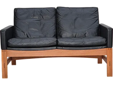 Danish 2-seater sofa in leather, 60s