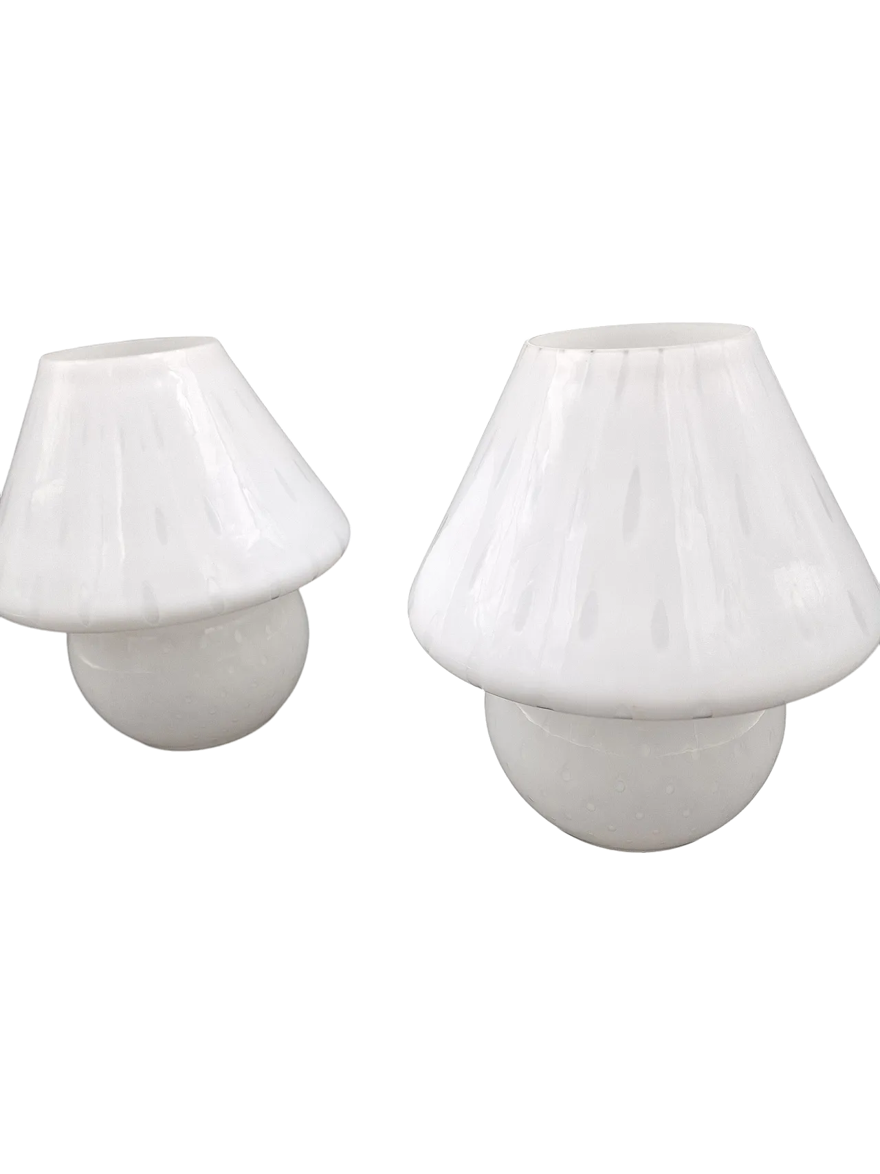 White Opaline Murano Murano Murano mushroom lamps, 80s 5