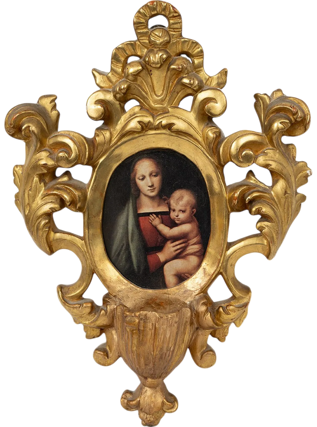 Acquasantiera Luigi Filippo Romana in golden and carved wood, 19th c 6