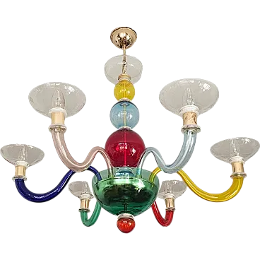 Multicolor chandelier of Murano by Gio Ponti for Venini, 70s