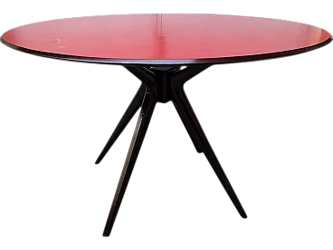 Dining Table in Dark Wood with Red Formica Top by Osvaldo Borsani for Abv, 1950s