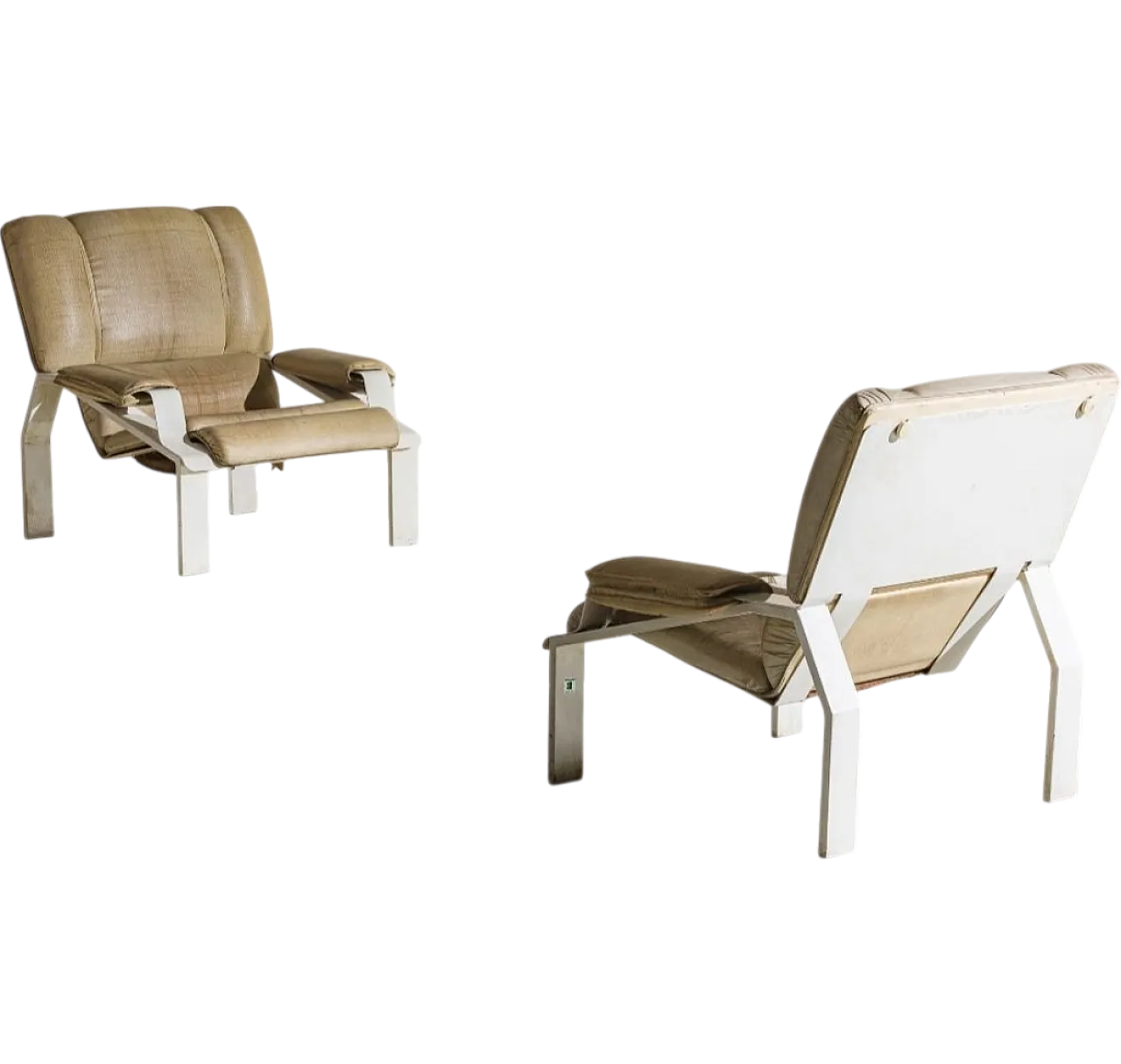 Armchairs Model Lem in Gbianca Leather by Joe Colombo for Bieffeplast, 1960s, Set of 2 7