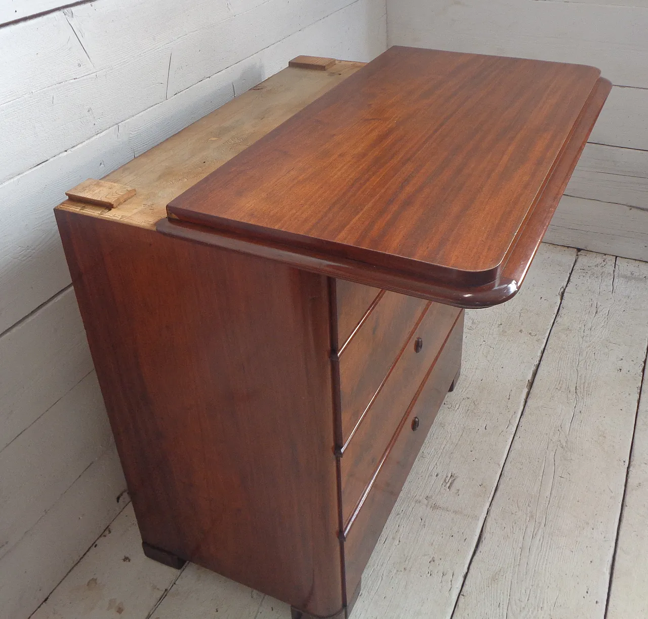 Biedermeier chest of drawers with secretaire in mahogany, 19th century 11