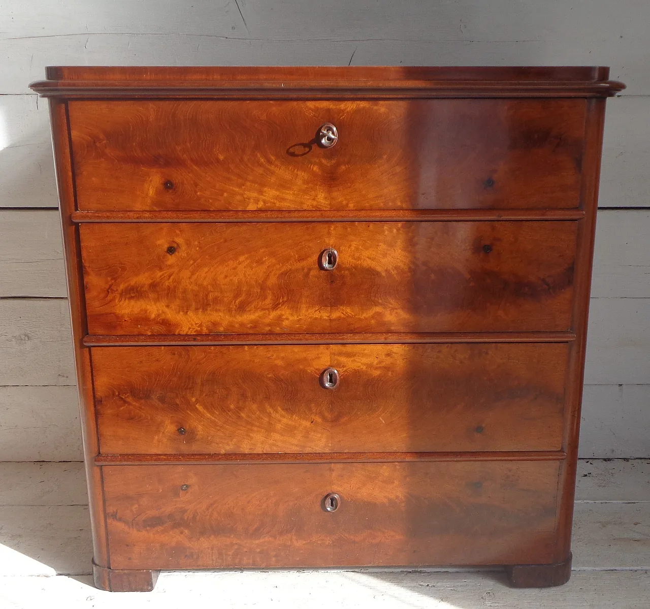 Biedermeier chest of drawers with secretaire in mahogany, 19th century 18