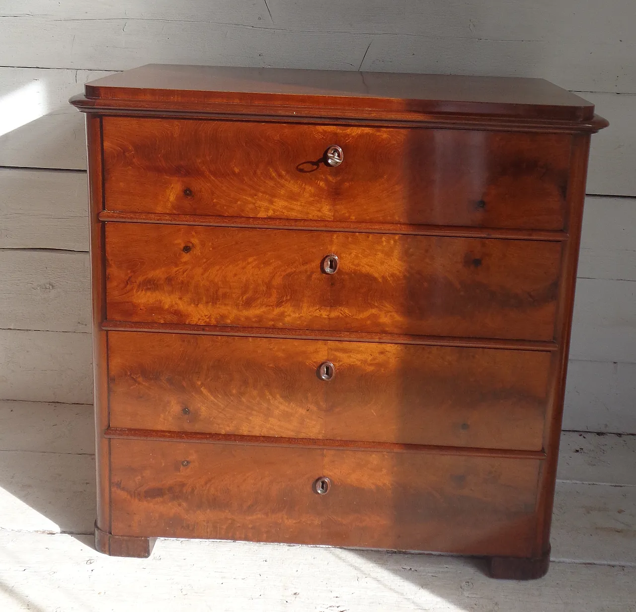 Biedermeier chest of drawers with secretaire in mahogany, 19th century 19