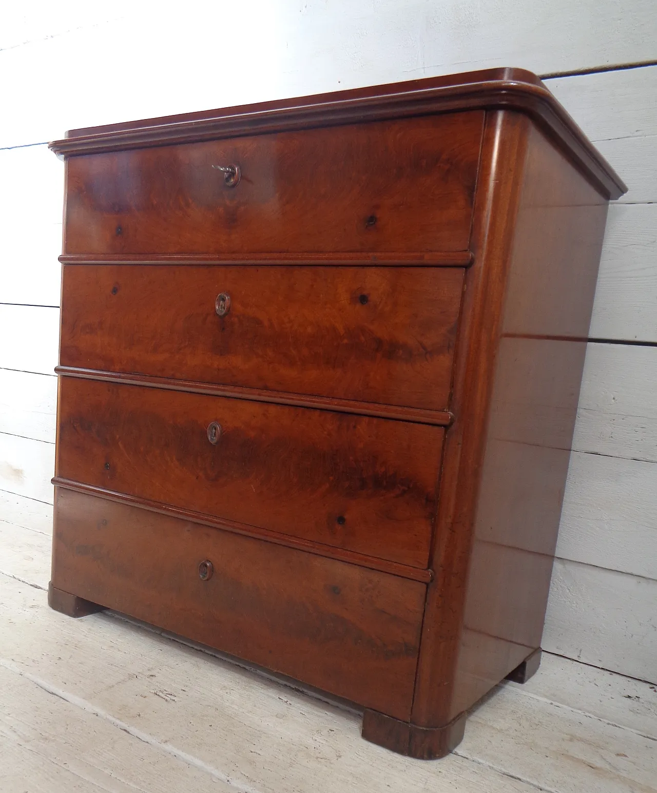 Biedermeier chest of drawers with secretaire in mahogany, 19th century 24