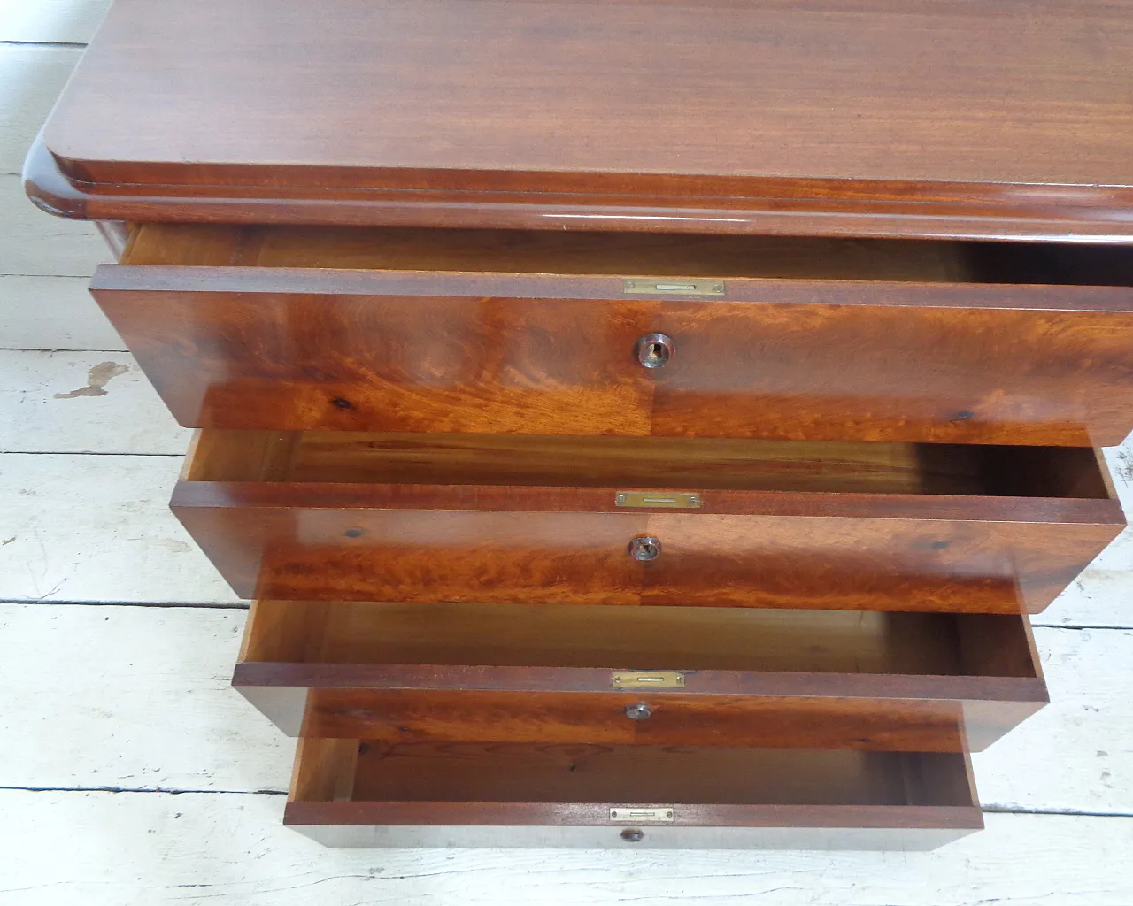 Biedermeier chest of drawers with secretaire in mahogany, 19th century 28