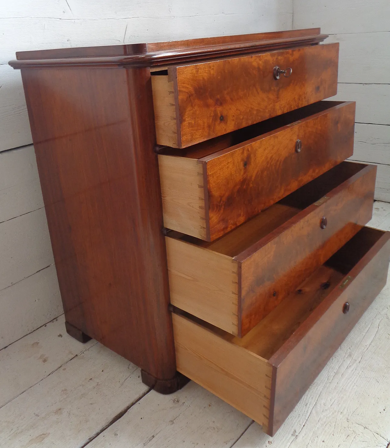 Biedermeier chest of drawers with secretaire in mahogany, 19th century 34