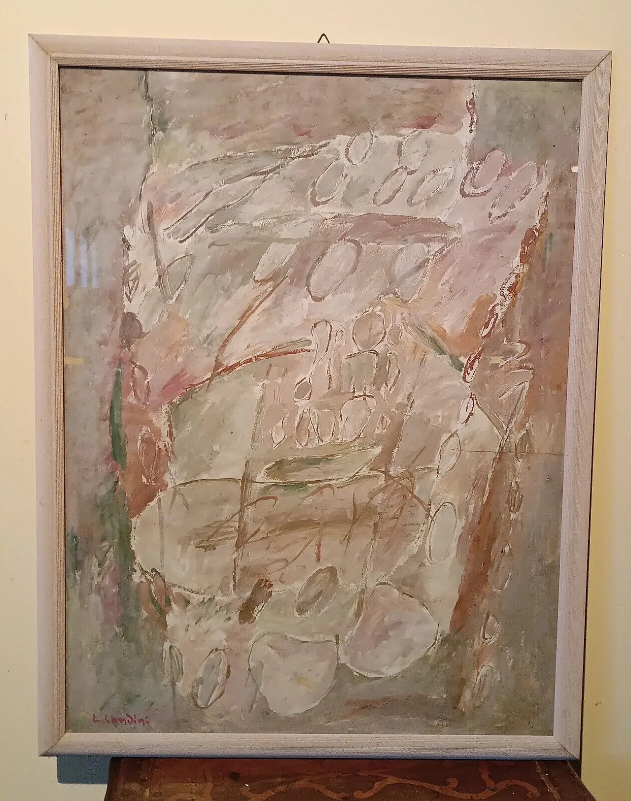 Painting by Lando Landini, mixed media on paper, late 20th century 1