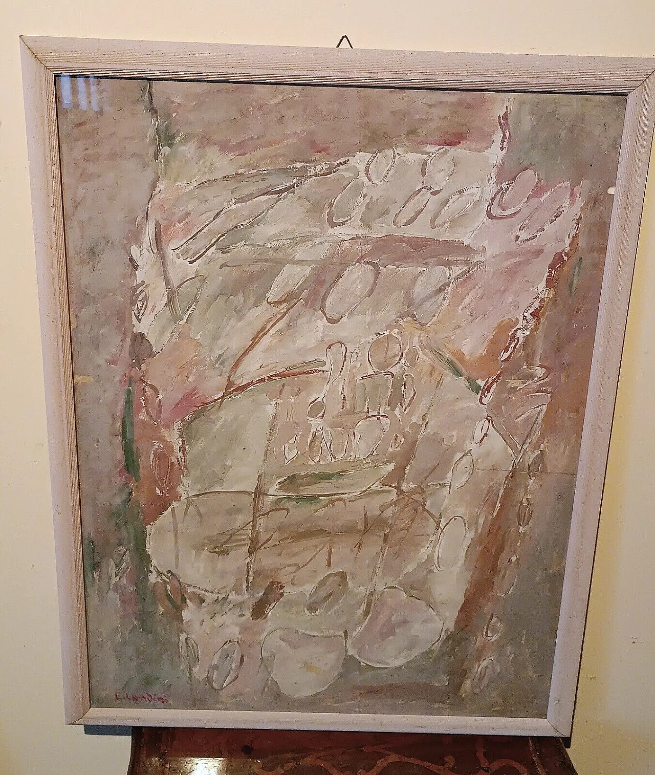 Painting by Lando Landini, mixed media on paper, late 20th century 5