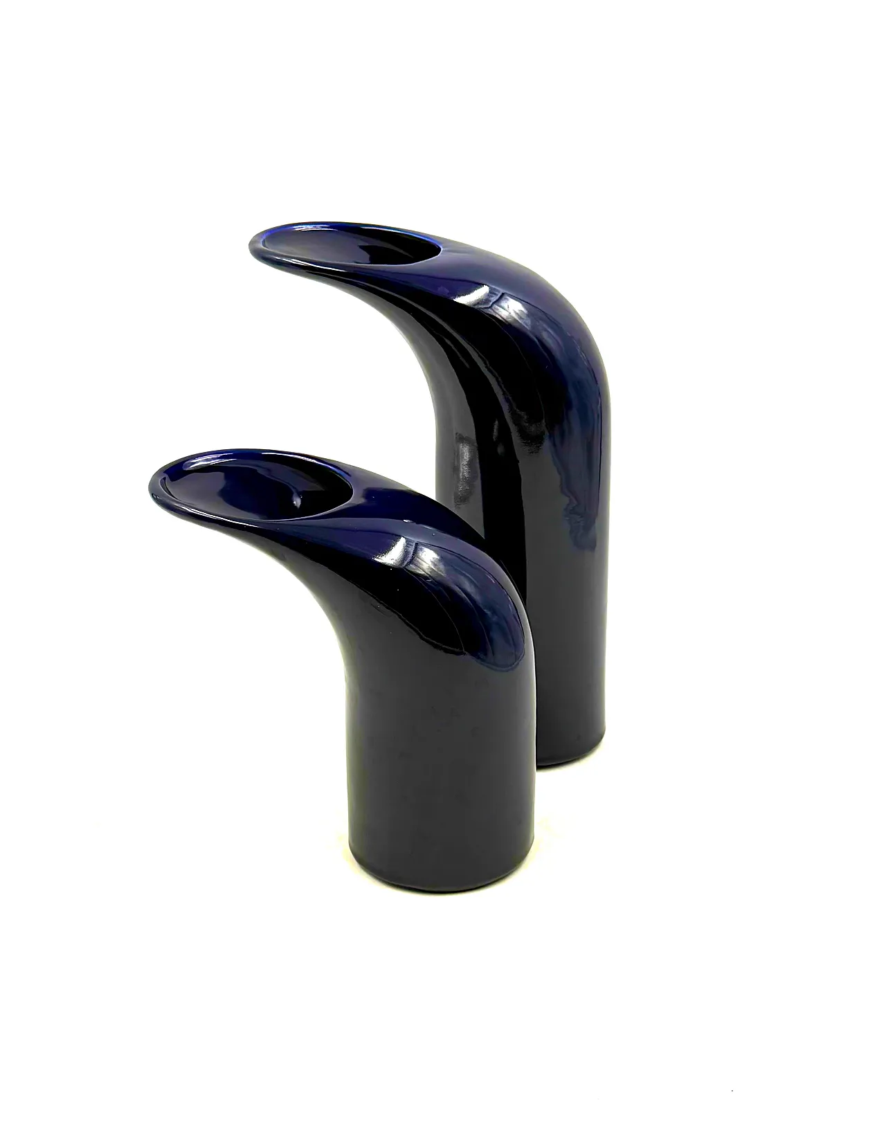 Space age set of 2 blue ceramic vase, Italy ca. 1970 4