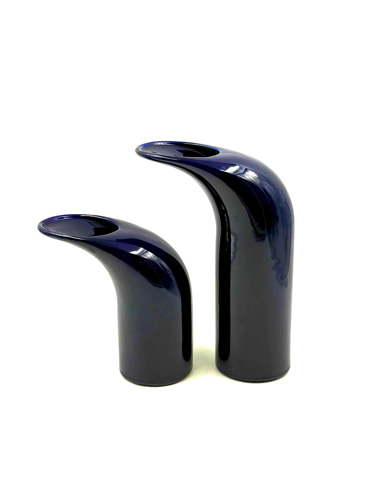 Space age set of 2 blue ceramic vase, Italy ca. 1970 7