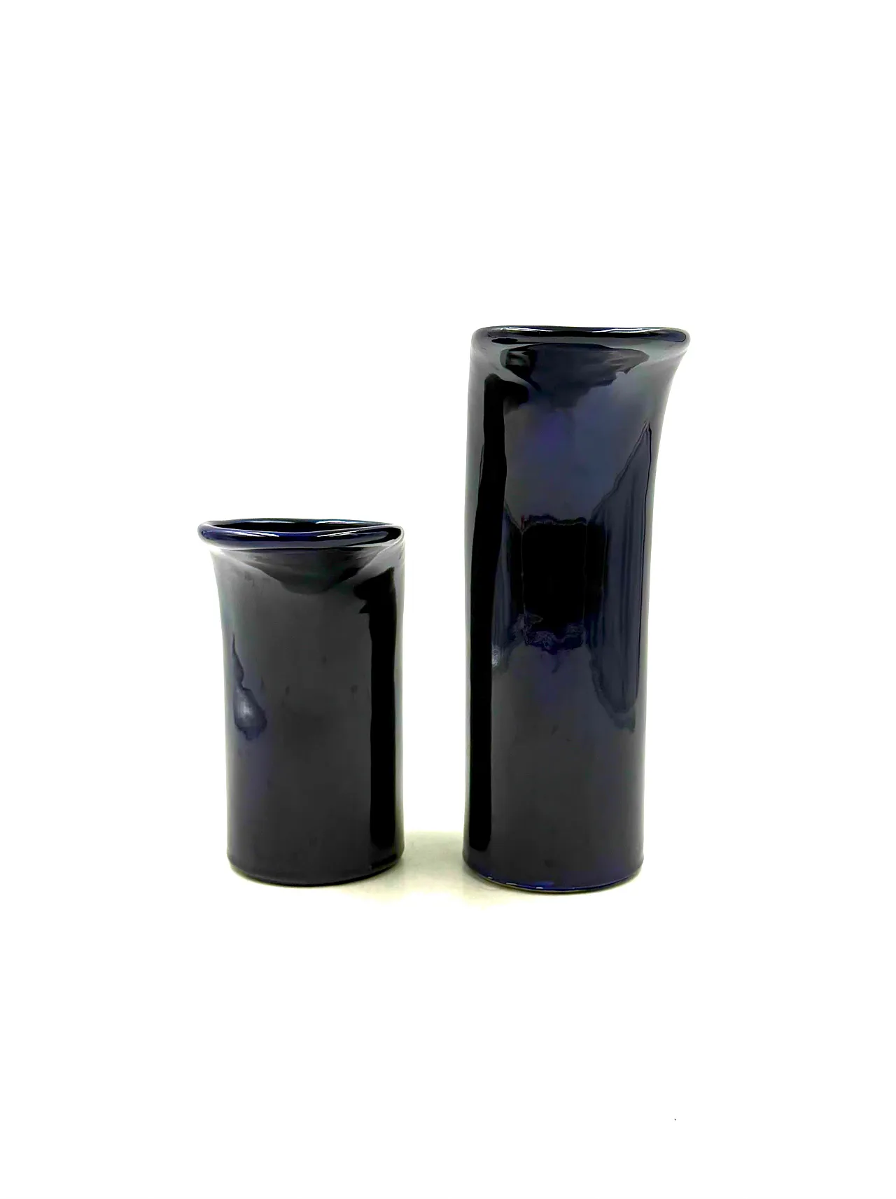 Space age set of 2 blue ceramic vase, Italy ca. 1970 8